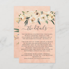 Blommigt Beige Ro Guld om Rosa Bröllop Tilläggskort