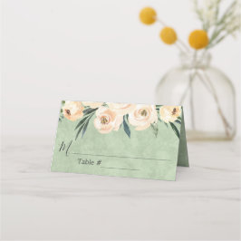 Blommigt Beige Sage Grönt Bröllop-platskort Placeringskort