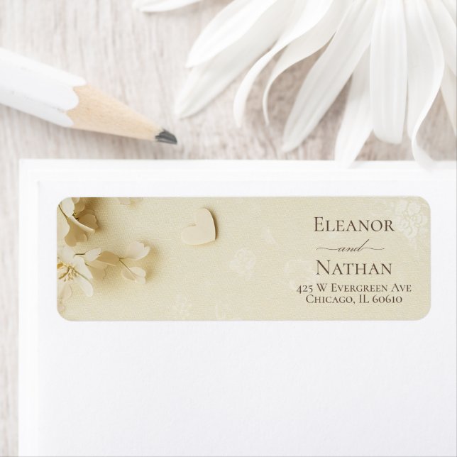 Blommigt Beige Vår Sommaren Bröllop Returadress Etikett (Insitu)