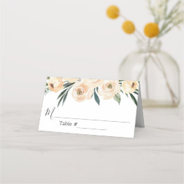Blommigt Beige White Bröllop Place Card Placeringskort