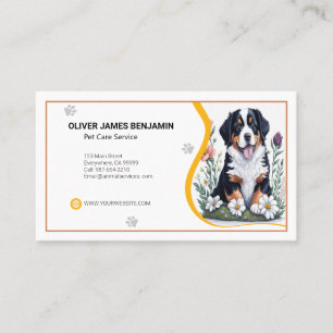 Blommigt Bernese Mountain Hund Djuromsorg Service Visitkort