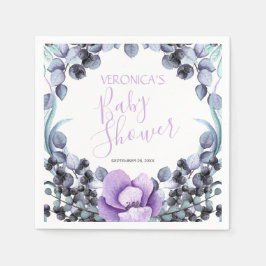 Blommigt Berry Lila Baby Shower Pappersservett