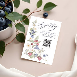 Blommigt Berry Sweet Baby Shower QR-kodregister Tilläggskort