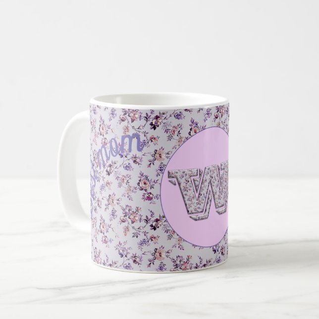 Blommigt Best mamma W Kaffemugg (Framsida vänster)