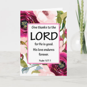 Blommigt Bibel Verse Tack för ditt mappade kort