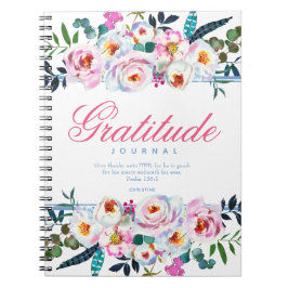 Blommigt Bible Quote Named Rosa Gratitude Journal Anteckningsbok