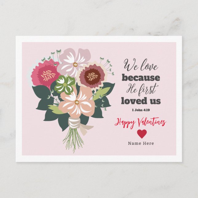 Blommigt Bible Valentines Vykort (Framsida)