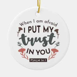 Blommigt Bible Verse Art "Jag litar på dig" Julgransprydnad Keramik