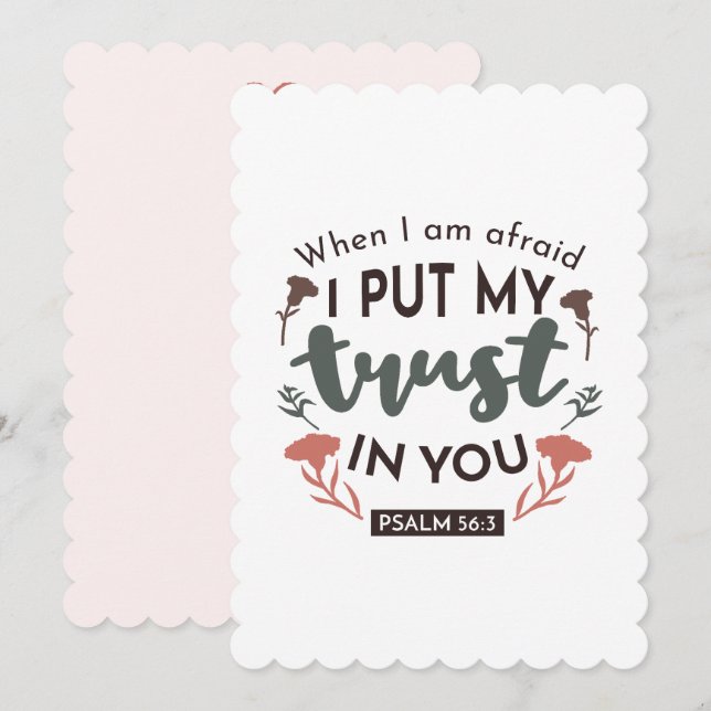 Blommigt Bible Verse Art "Jag litar på dig" Julkort (Fram/baksida)