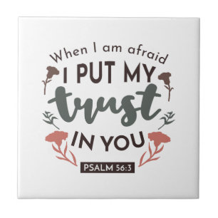 Blommigt Bible Verse Art "Jag litar på dig" Kakelplatta
