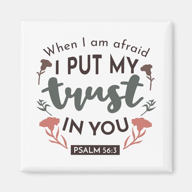 Blommigt Bible Verse Art "Jag litar på dig" Magnet (Framsidan)