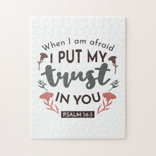 Blommigt Bible Verse Art "Jag litar på dig" Pussel