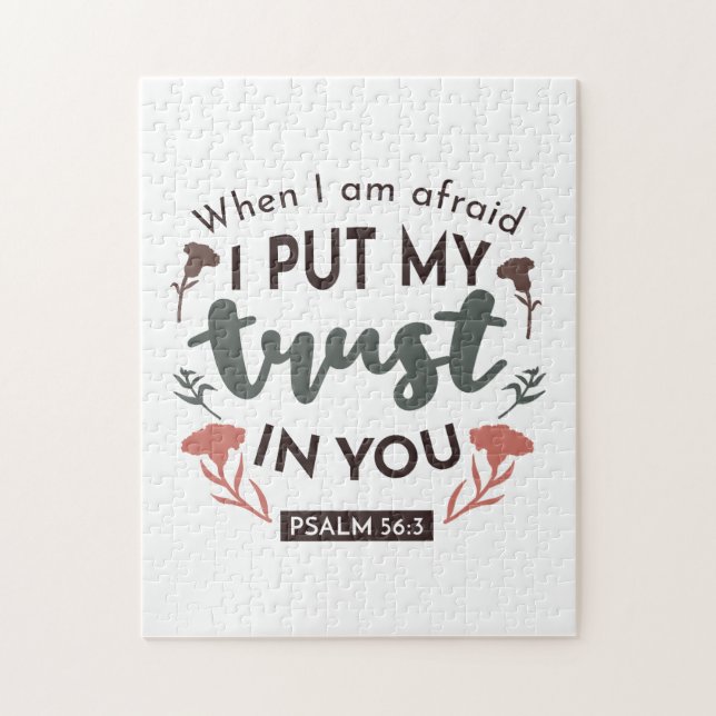Blommigt Bible Verse Art "Jag litar på dig" Pussel (Vertikal)