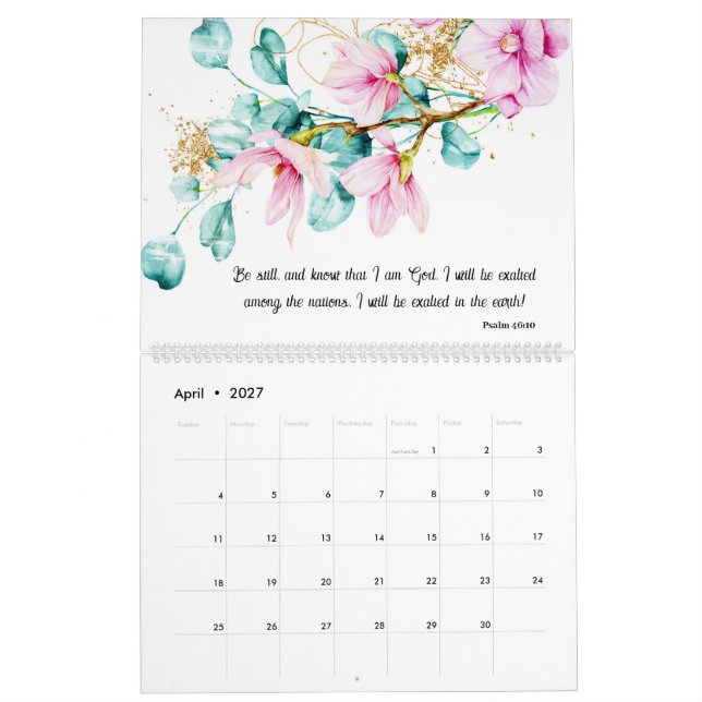 Blommigt Bible Verse Calendar Kalender (Apr 2027)