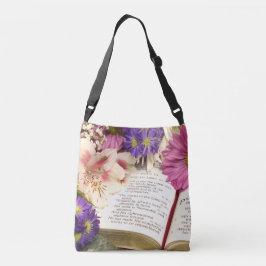 Blommigt Bible Verse Crossbody Tote Bag Gift Axelväska