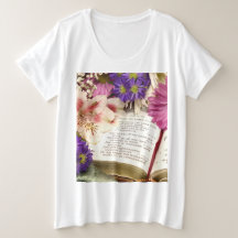 Blommigt Bible Verse Plus Storlek Christian T-Shir