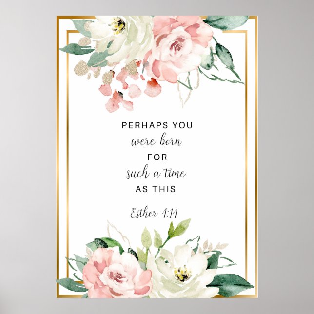 Blommigt Bible Verse Poster (Framsidan)