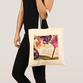 Blommigt Bible Verse Tote Bag Faith & Flowers Tygkasse