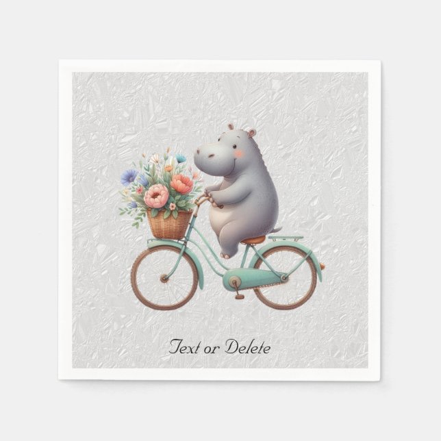 Blommigt Bicycle Hippo Napkins Pappersservett (Framsidan)
