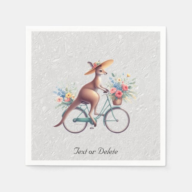Blommigt Bicycle Kangaroo Napkins Pappersservett (Framsidan)