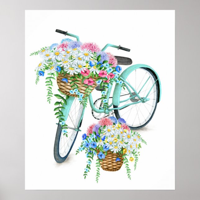 Blommigt Bicycle Poster (Framsidan)