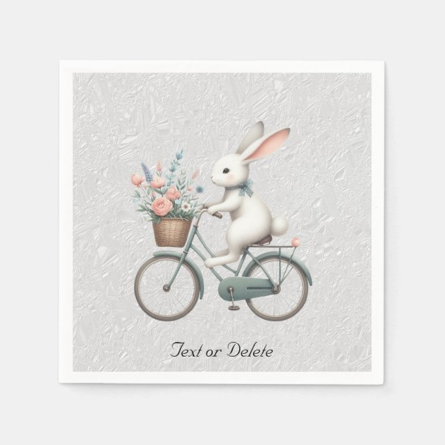 Blommigt Bicycle Rabbit Napkins Pappersservett (Framsidan)