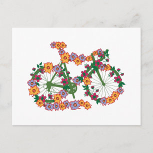 Blommigt Bicycle Vykort