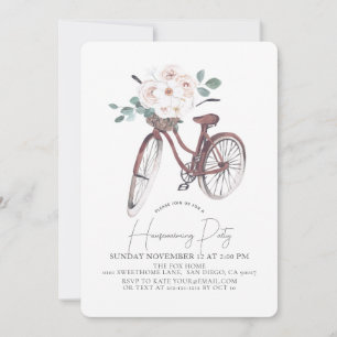 Blommigt Bicycle Watercolor Housework Party Inbjudningar