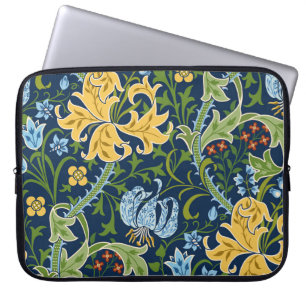 Blommigt Big Flowers: Mörk grönt Vintage Laptop Fodral