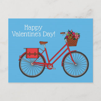 Blommigt Bike Lycklig Valentiness_Blue Vykort