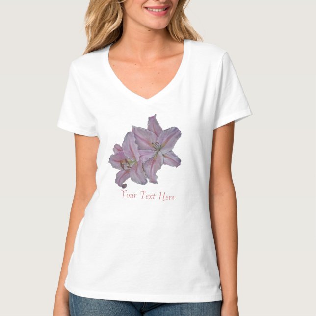 blommigt bild av rosa blommor tee shirt (Framsida)
