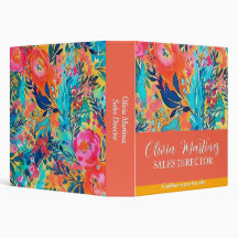 Blommigt Binder - Anpassad namnBinder för arbete, 