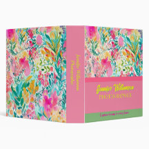 Blommigt Binder - Anpassad namnBinder för arbete, 