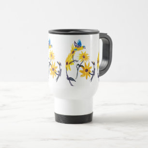Blommigt Bird Art, Blue Tit Sunblommor Resemugg