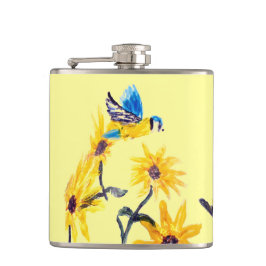 Blommigt Bird Art Gult Solblommor Fickplunta