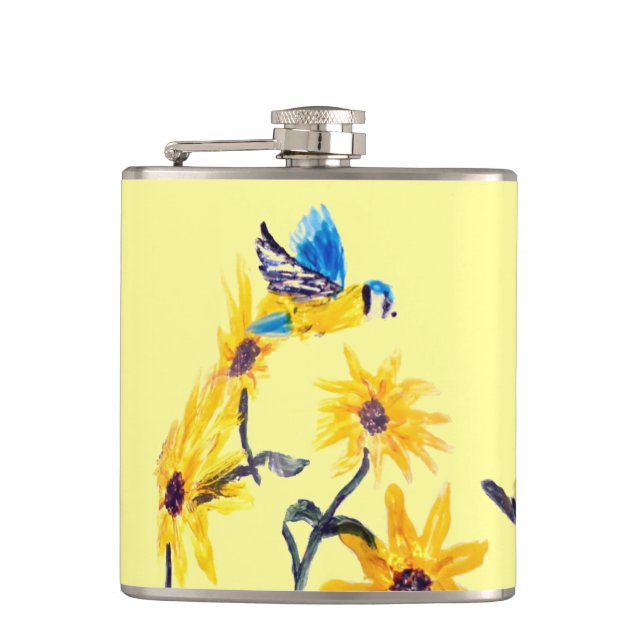Blommigt Bird Art Gult Solblommor Fickplunta (Framsidan)