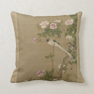 Blommigt Bird Asian Antique Stil Kudde
