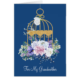 Blommigt Bird Cage Grandmor Mors dag Card Hälsningskort