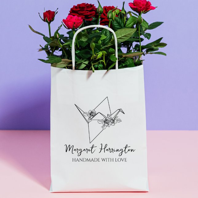 Blommigt Bird Origami-Anpassningsbar som hanteras  Stämpel (Skapare uppladdad)