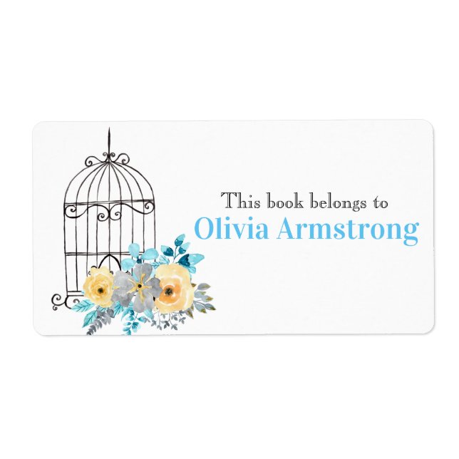 Blommigt Birdcage Personlig Bok Tillhör till Fraktsedel (Framsidan)