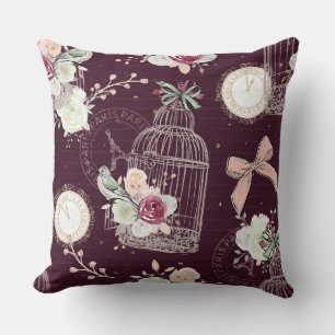 Blommigt Birdcages Kudde