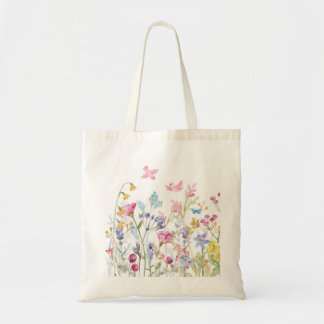 Blommigt Birds Tote Bag Tygkasse