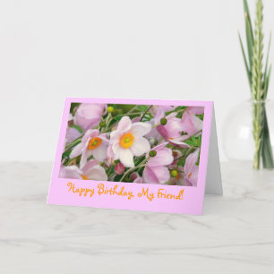 BLOMMIGT BIRTHDAKORT FÖR VÄNNER/ROSA BLOMMAR KORT