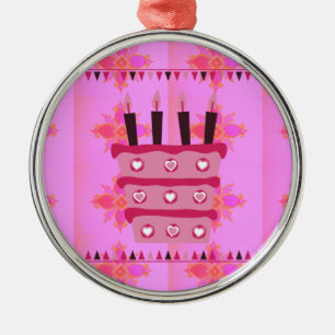 Blommigt Birthday Cake for her/Girls Art Print Julgransprydnad Metall