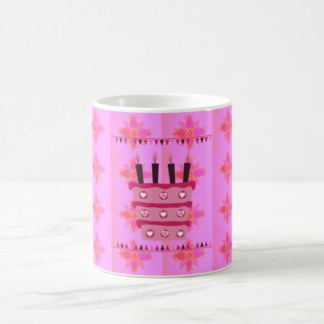 Blommigt Birthday Cake for her/Girls Art Print Kaffemugg (Center)