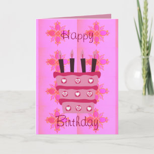 Blommigt Birthday Cake for her/Girls Art Print Kort
