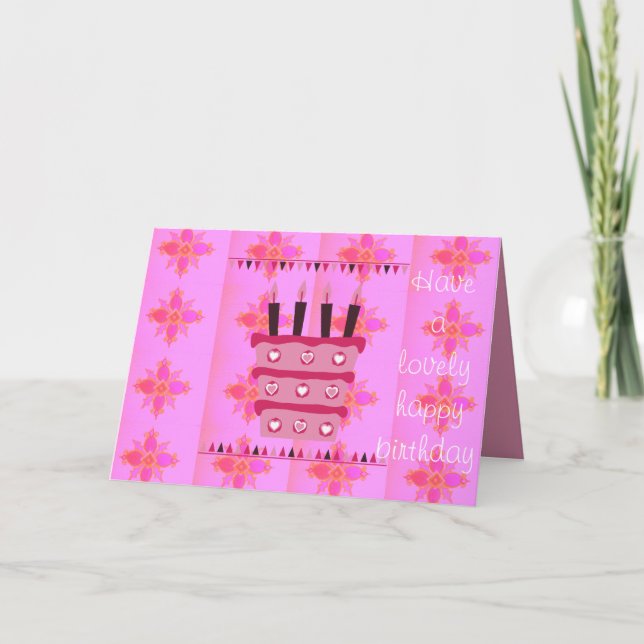 Blommigt Birthday Cake for her/Girls Art Print Kort (Framsida)