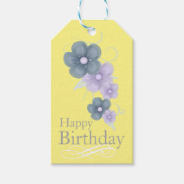 Blommigt Birthday Gift-Märkre Presentetikett
