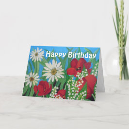 Blommigt Birthday Kort