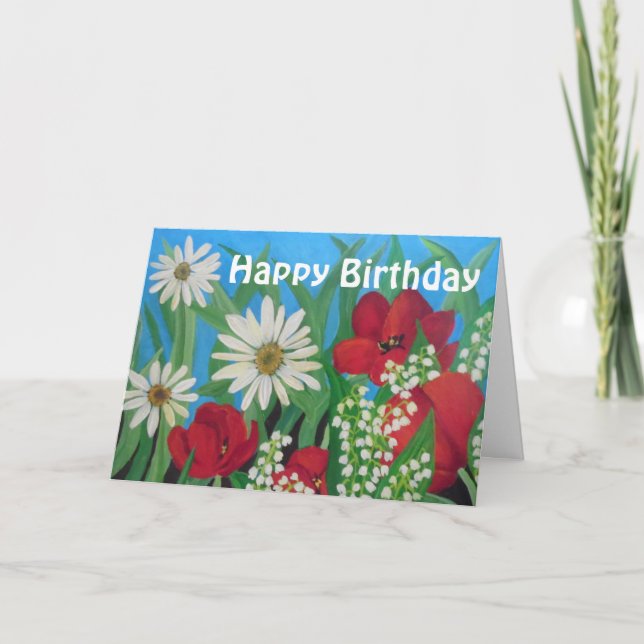 Blommigt Birthday Kort (Framsida)